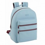 Mochila Escolar Moos Capsula Light Blue 44x31x15 cm de Piel Sintética