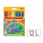 Lapices cera Plastidecor caja de 12 unidades colores surtidos