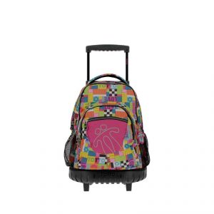 Mochila de carro primario con ruedas para escuela secundaria y escuela  secundaria para libros de equipaje con ruedas para adolescentes, Negro  Azul-2