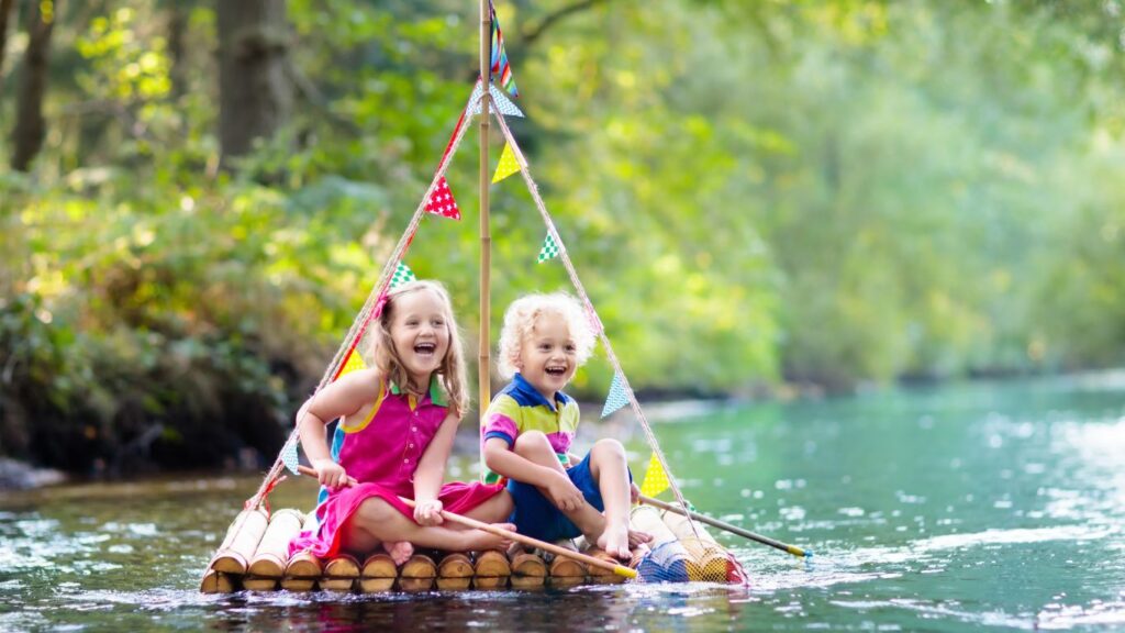 Juegos para campamentos balsa de madera